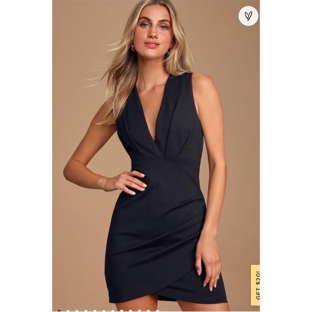 Lulu’s cocktail Black Sleeveless Dress wrap size medium NWT